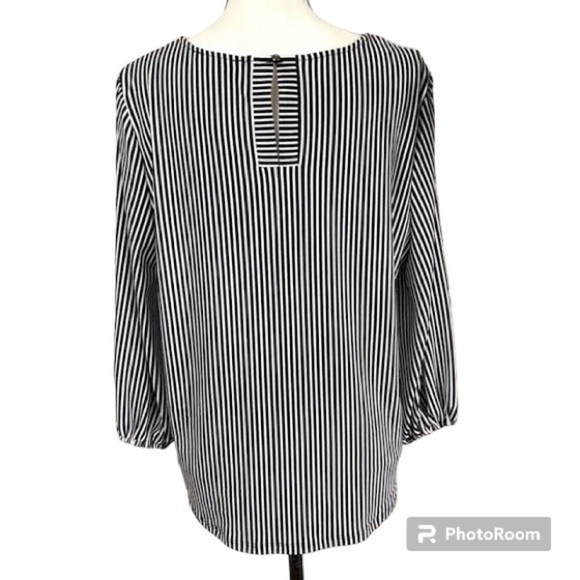 Adrianna Papell Striped Yoke Blouse Size Small - Picture 4 of 8
